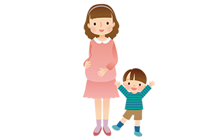 妊婦と子供のイラスト