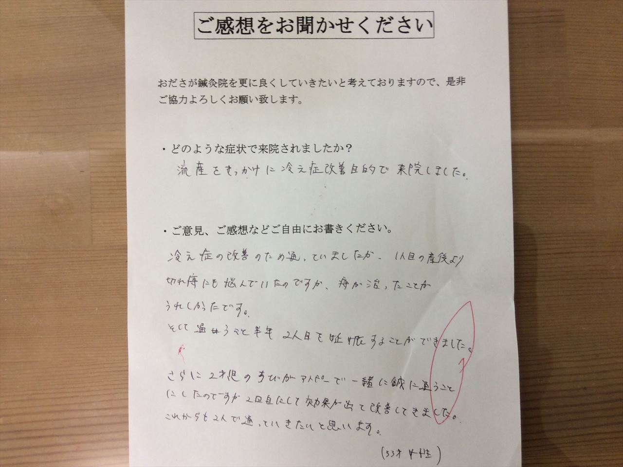 患者からの　手書手紙　海老名総合病院　痔、アトピー